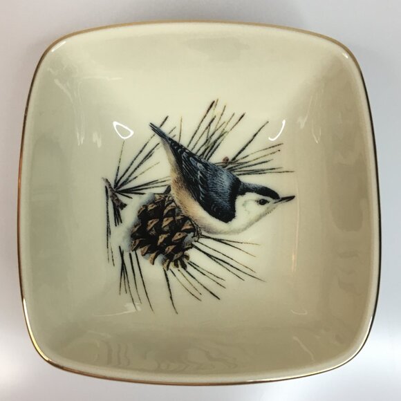 Lenox Nuthatch Bird Dish Winter by Catherine McClung Greetings Dipping Bowl - Picture 2 of 12